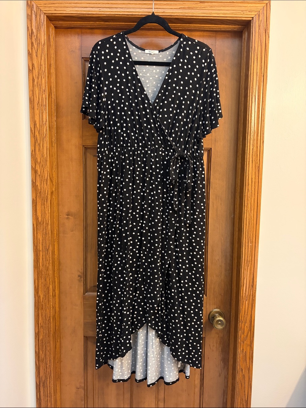 MAURICES black polka dot wrap dress